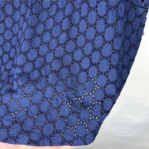 Plus Sized LAUREN RALPH LAUREN Navy Eyelet Short Sleeve Shirt Size - Picture 5 of 8